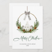 水エレガント色クリスマス組成企業の物 シーズンカード (正面/裏面)