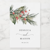 水エレガント色クリスマス結婚式の引き出物 ワインラベル (シングルラベル)