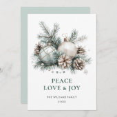 水エレガント色クリスマス装飾挨拶 シーズンカード (正面/裏面)