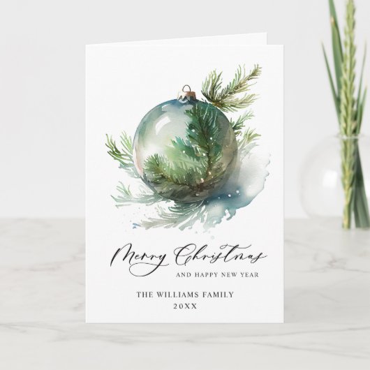 水エレガント色クリスマス装飾挨拶 シーズンカード (正面)
