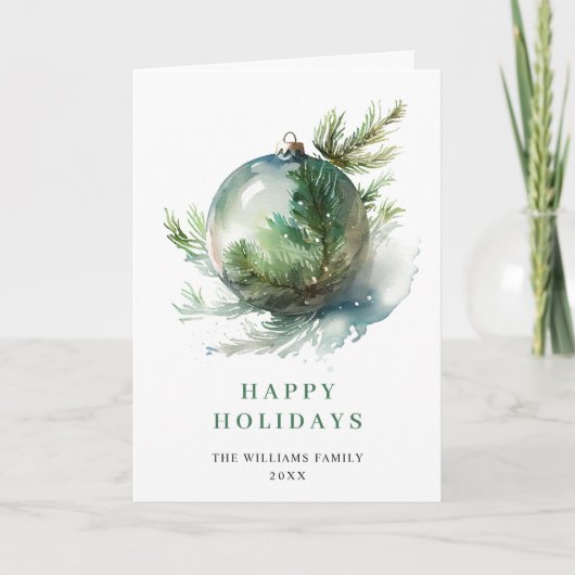水エレガント色クリスマス装飾挨拶 シーズンカード (正面)