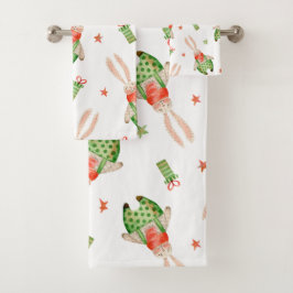 水エレガント色クリスマス装飾模様 バスタオルセット