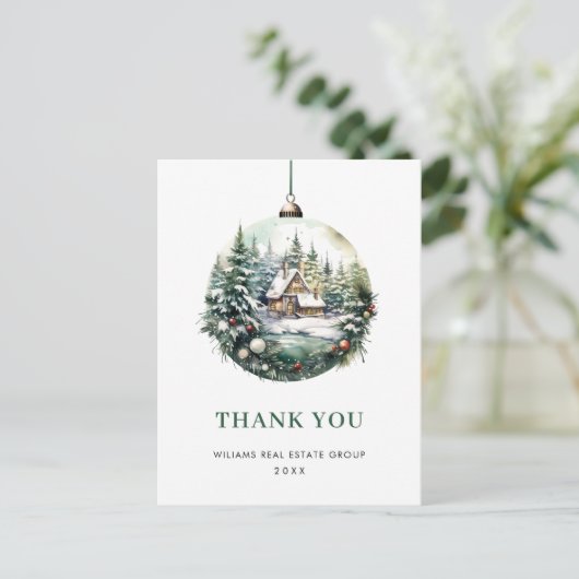 水エレガント色クリスマス飾りありがとう ポストカード (スタンド正面)