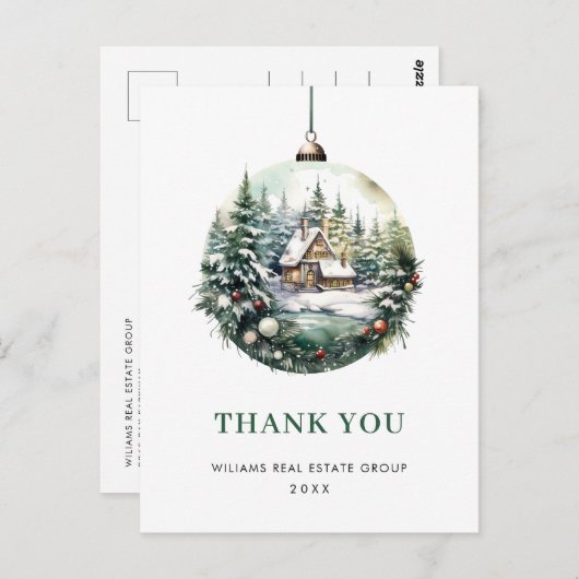 水エレガント色クリスマス飾りありがとう ポストカード (正面/裏面)