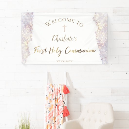 水エレガント色グリッター |第一聖餐式 横断幕 (インサイチュ)
