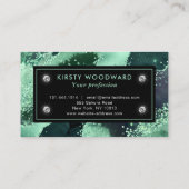 水エレガント色グリーングリッターゲート 名刺 (裏面)