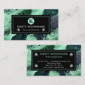 水エレガント色グリーングリッターゲート 名刺 (正面/裏面)