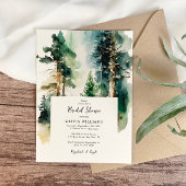 水エレガント色グリーンフォレストブライダルシャワー 招待状
