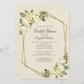 水エレガント色グリーンフォレージブライダルシャワー 招待状 (正面/裏面)