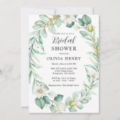 水エレガント色グリーンブライダルシャワー 招待状 (正面)