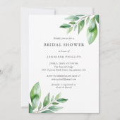 水エレガント色グリーンブライダルシャワー 招待状 (正面)