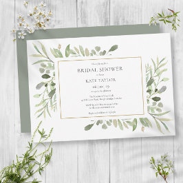 水エレガント色グリーンブライダルシャワー 招待状