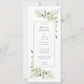 水エレガント色グリーンブライダルシャワー 招待状 (正面)