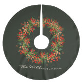 水エレガント色グリーンリース素朴カスタム ブラッシュドポリエステルツリースカート (正面)