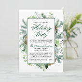水エレガント色グリーンリーパインホリデーパーティー 招待状 (スタンド正面)