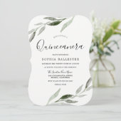 水エレガント色グリーンリーフキンセアニェラパーティー 招待状 (スタンド正面)