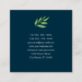 水エレガント色グリーンリーボタニカルラグジュアリーブルー スクエア名刺 (裏面)