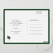 水エレガント色グリーンリーマグノリアフローラモダン 箔シーズンポストカード (裏面)