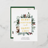 水エレガント色グリーンリーマグノリアフローラモダン 箔シーズンポストカード (正面/裏面)