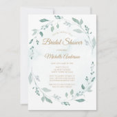 水エレガント色グリーンリーリーフブライダルシャワー 招待状 (正面)