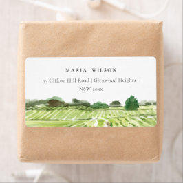 水エレガント色グリーンワイナリービニヤードアドレス ラベル