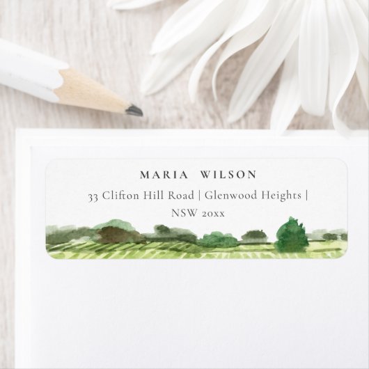 水エレガント色グリーンワイナリービニヤードアドレス ラベル (インサイチュ)
