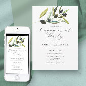水エレガント色グリーン婚約パーティ 招待状