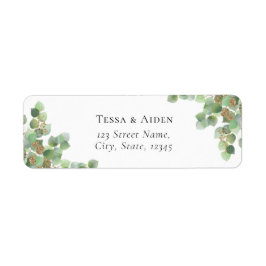 水エレガント色グリーン差出人住所ラベル ラベル