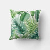 水エレガント色グリーン熱帯葉型模様 クッション (裏面)