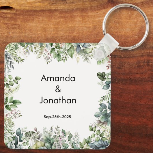 水エレガント色グリーン結婚式の引き出物キーチェーン キーホルダー (裏面)