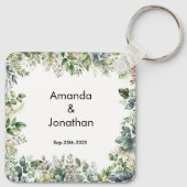 水エレガント色グリーン結婚式の引き出物キーチェーン キーホルダー (裏面)