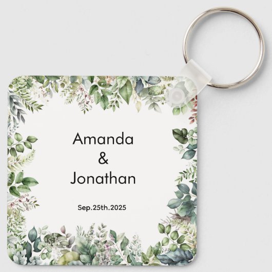 水エレガント色グリーン結婚式の引き出物キーチェーン キーホルダー (裏面)
