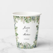 水エレガント色グリーン葉ウェディングパーティー 紙コップ (裏面)