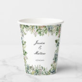 水エレガント色グリーン葉ウェディングパーティー 紙コップ (正面)