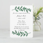 水エレガント色グリーン葉婚約パーティ 招待状 (スタンド正面)