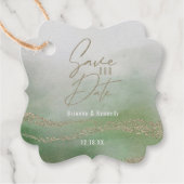 水エレガント色グリーン&金ゴールド保存日 フェイバータグ (正面)