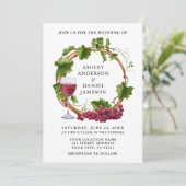 水エレガント色グレープつる植物ウッドリース結婚 招待状 (スタンド正面)