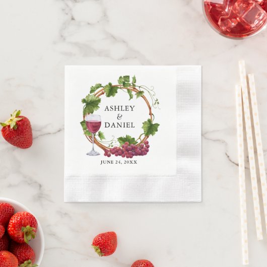 水エレガント色グレープつる植物ウッドリース結婚 縁ありカクテルナプキン (インサイチュ)