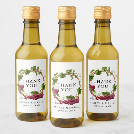 水エレガント色グレープつる植物リース結婚ズ ワインラベル (ボトル)
