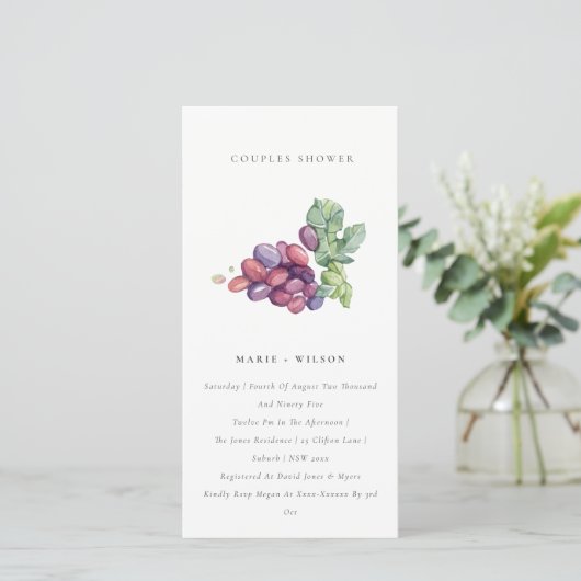 水エレガント色グレープカップルのシャワー招待状 サンキューカード (スタンド正面)