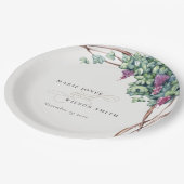 水エレガント色グレープネ結婚葉 ペーパープレート (アングル)