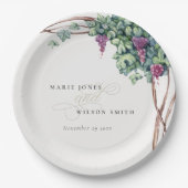 水エレガント色グレープネ結婚葉 ペーパープレート (正面)