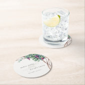 水エレガント色グレープネ結婚葉 ラウンドペーパーコースター (インサイチュ)