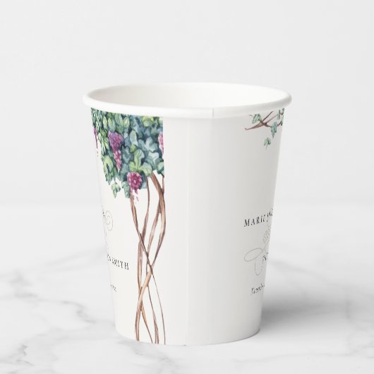 水エレガント色グレープネ結婚葉 紙コップ (右)