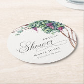 水エレガント色グレープビーネブライダルシャワー ラウンドペーパーコースター (アングル)