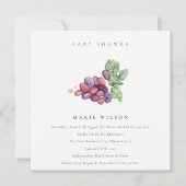 水エレガント色グレープファーンベイビーシャワー招待状 サンキューカード (正面)