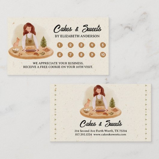 水エレガント色ケーキベーカリーパティシシェフ ロイヤリティカード (正面/裏面)