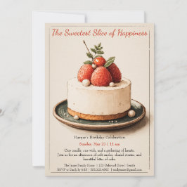 水エレガント色ケーキ誕生日招待状 招待状