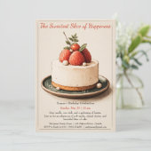 水エレガント色ケーキ誕生日招待状 招待状 (スタンド正面)