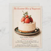 水エレガント色ケーキ誕生日招待状 招待状 (正面/裏面)